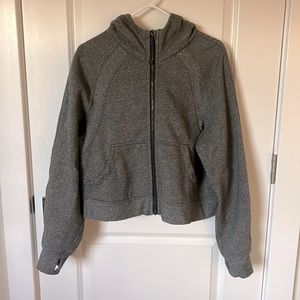 lululemon full zip cropped scuba, dark heather grey sz M/L